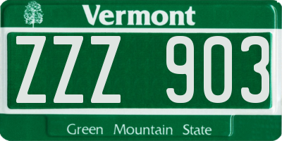 VT license plate ZZZ903