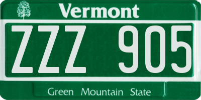 VT license plate ZZZ905