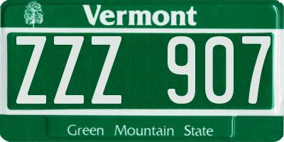 VT license plate ZZZ907