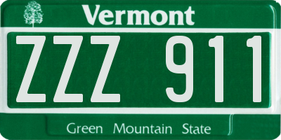 VT license plate ZZZ911