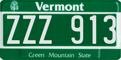 VT license plate ZZZ913