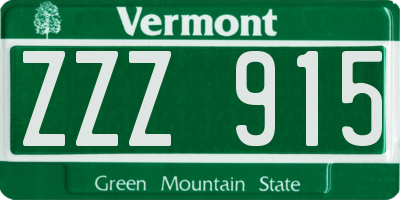 VT license plate ZZZ915