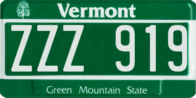 VT license plate ZZZ919