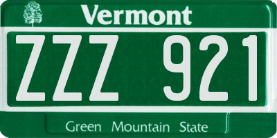 VT license plate ZZZ921