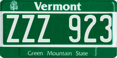 VT license plate ZZZ923