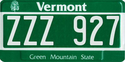 VT license plate ZZZ927