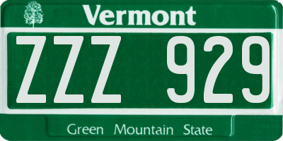 VT license plate ZZZ929