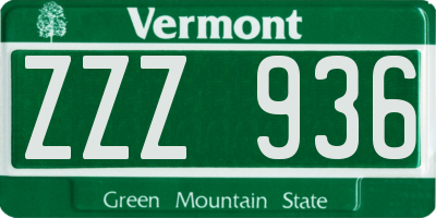VT license plate ZZZ936