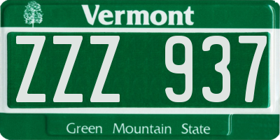 VT license plate ZZZ937