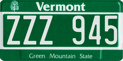 VT license plate ZZZ945