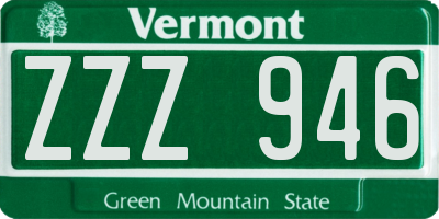 VT license plate ZZZ946