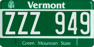 VT license plate ZZZ949