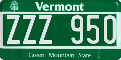 VT license plate ZZZ950