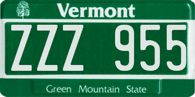 VT license plate ZZZ955