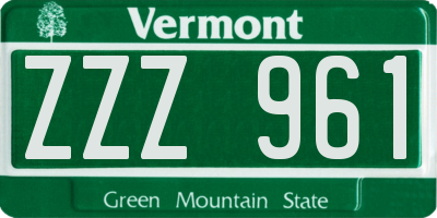 VT license plate ZZZ961