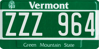 VT license plate ZZZ964