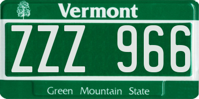 VT license plate ZZZ966
