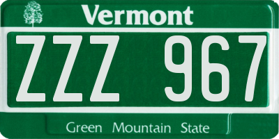 VT license plate ZZZ967