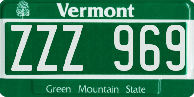 VT license plate ZZZ969
