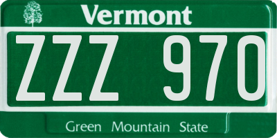 VT license plate ZZZ970