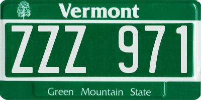 VT license plate ZZZ971