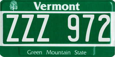 VT license plate ZZZ972