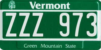 VT license plate ZZZ973