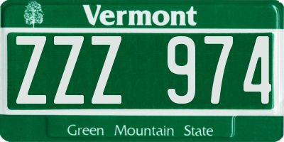 VT license plate ZZZ974