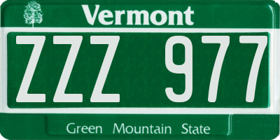 VT license plate ZZZ977