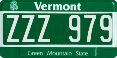 VT license plate ZZZ979