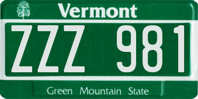 VT license plate ZZZ981