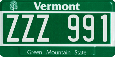 VT license plate ZZZ991
