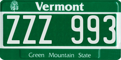 VT license plate ZZZ993