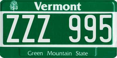 VT license plate ZZZ995