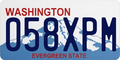 WA license plate 058XPM