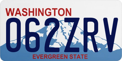 WA license plate 062ZRV