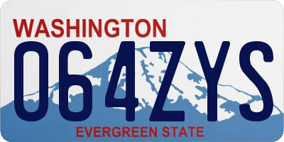 WA license plate 064ZYS