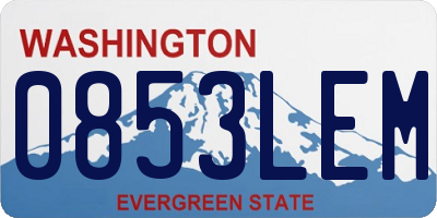 WA license plate 0853LEM