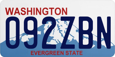 WA license plate 092ZBN