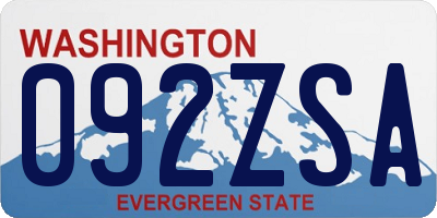 WA license plate 092ZSA