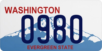 WA license plate 0980