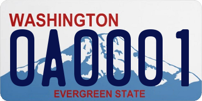 WA license plate 0A0001