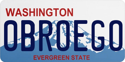 WA license plate 0BROEGO