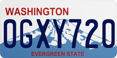 WA license plate 0GXY720