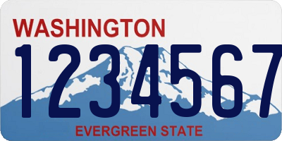 WA license plate 1234567