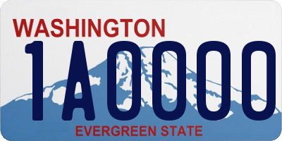 WA license plate 1A0000