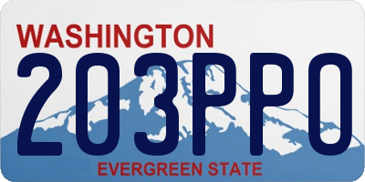 WA license plate 203PPO