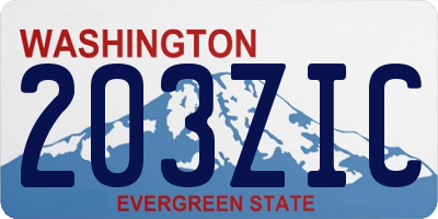 WA license plate 203ZIC