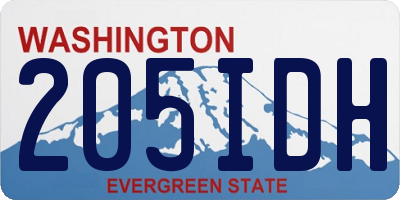 WA license plate 205IDH