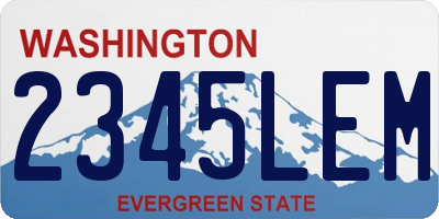 WA license plate 2345LEM